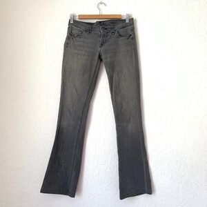 7 For All Mankind Rocker Jeans Women 26 Gray Flare Low Rise Faded Grunge Y2K